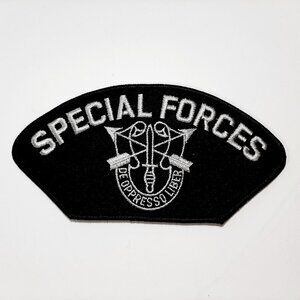 Special Forces Embroidered Patch 3"x6" Black/Silve